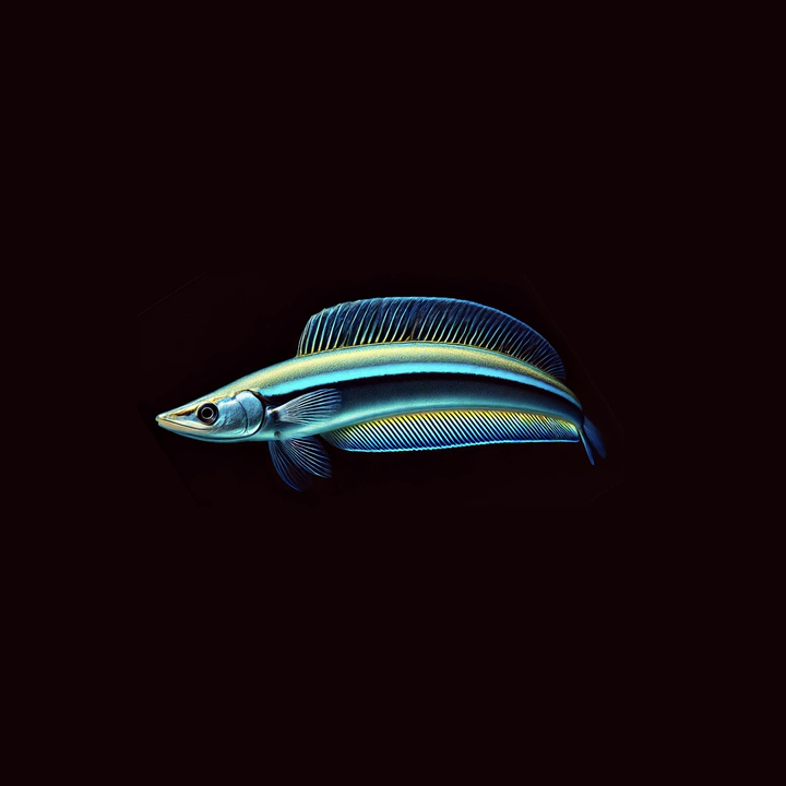 A illustration of a Bluestreak cleaner wrasse.