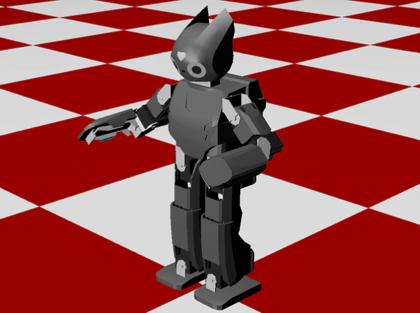 A DARwIn-OP robot in the Webots simulator.